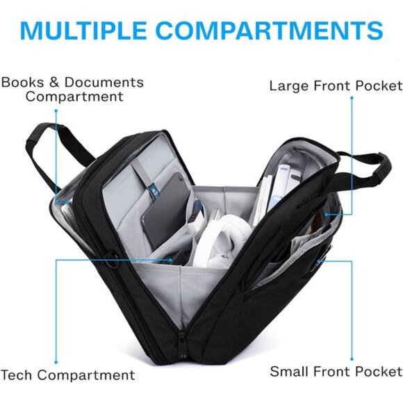 17.3 Inch Laptop Bag, Expandable Computer Bag Laptop Briefcase Men Women - Picture 3 of 7
